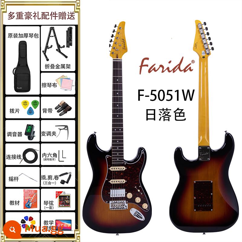 Đàn guitar điện Farida F5020 F5050 dành cho người mới bắt đầu, người lớn và trẻ em - F5051W-3TS màu hoàng hôn + trọn bộ phụ kiện + khóa học