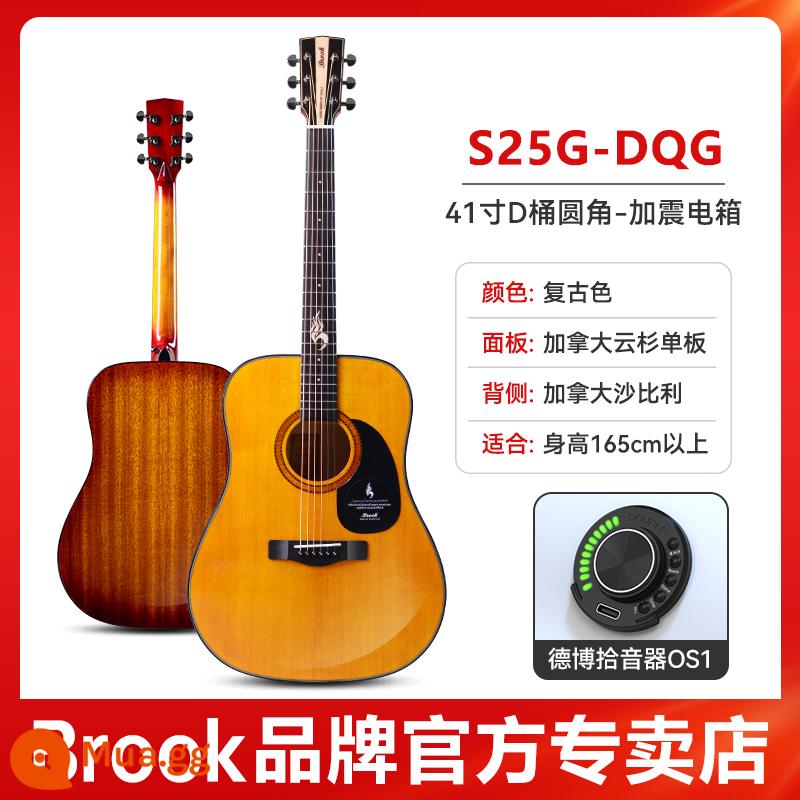 Brook nhạc sĩ thời đại. Brook s25 guitar ballad cho người mới bắt đầu chính hãng chính thức cửa hàng hàng đầu veneer 36 - [Hộp Điện Rung] Phong Cách Mới 2023 | Màu Cổ Điển 41 Inch | Các Góc Tròn