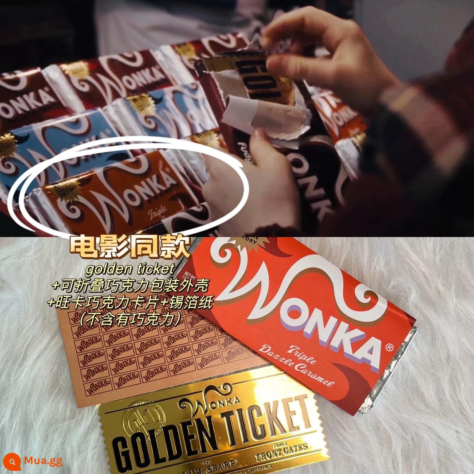 Willy Wonka Chocolate 1:1 Vé vàng Charlie and the Chocolate Factory Phim cùng phong cách Quà tặng sinh nhật - Cam (xổ số➕sô cô la➕poster) còn hàng