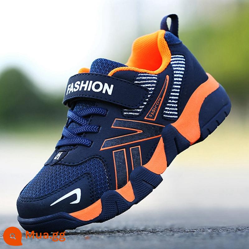 Li-Ning đồng thương hiệu giày trẻ em giày thể thao nam mùa xuân thu 2024 giày chạy bộ thoáng khí mới dành cho trẻ em trung niên trở lên và học sinh tiểu học - 1712 Lưới đôi màu cam xanh đậm thoáng khí