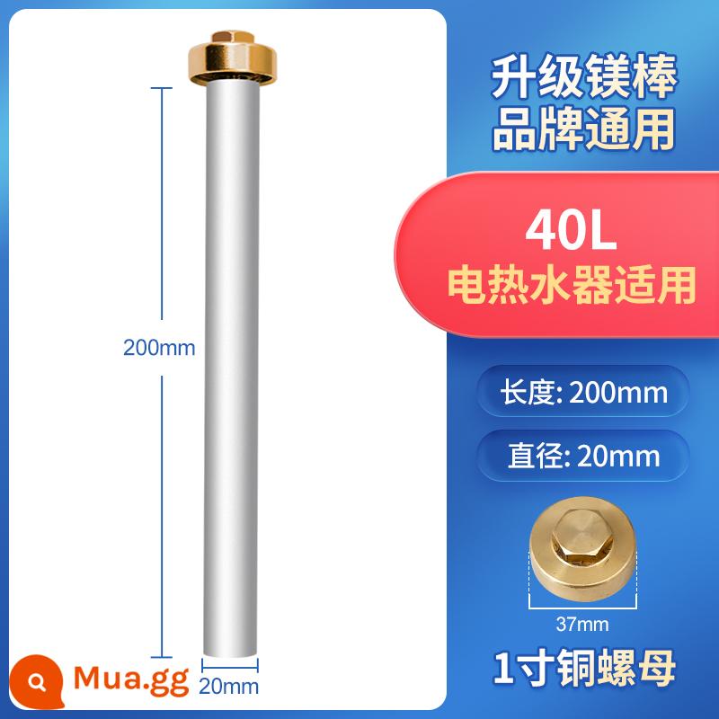 Máy nước nóng điện đa năng thanh magiê thích hợp cho phụ kiện thanh anode hy sinh 40/50/60/80L nước thải - [40L] Thanh magie đa năng dài 200mm + đai ốc nắp đồng 1 inch