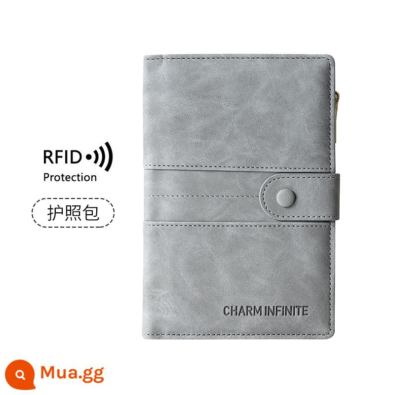 Bàn chải chống trộm RFID đựng hộ chiếu Túi đựng tài liệu hộ chiếu chống nước bảo vệ túi bảo quản du lịch túi du lịch mang theo - Hộp đựng hộ chiếu có khóa chống trộm RFID - xám