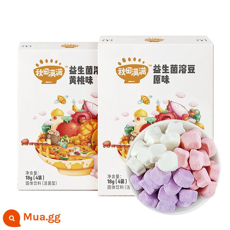 Đậu hòa tan probiotic của Akita Manman bổ sung thêm đồ ăn nhẹ Cửa hàng đậu hòa tan hàng đầu của Autumn Manman tặng thực phẩm bổ sung cho trẻ 6 tháng tuổi. - [2 hộp] Đậu hòa tan Probiotic hương vị nguyên chất + hương đào vàng