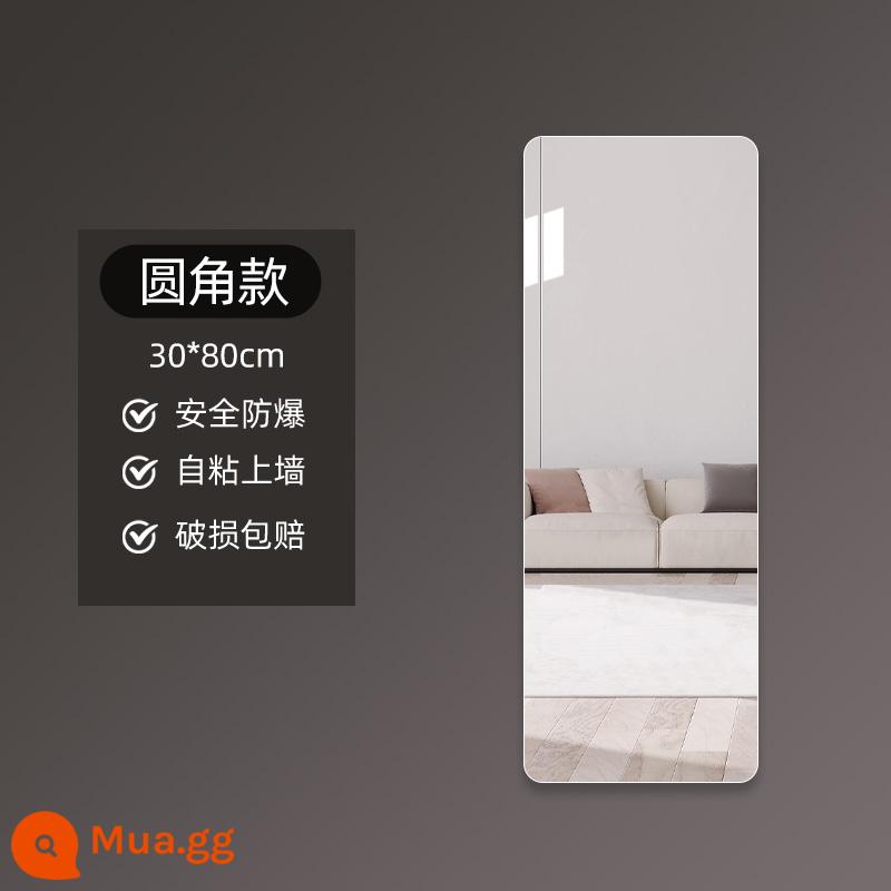 Gương mềm treo tường Gương toàn thân acrylic tự dính độ nét cao tại nhà trang điểm phòng ngủ bé gái Gương dài treo tường - Mẫu góc tròn 30*80 cm [gương bán thân]