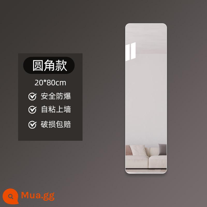 Gương mềm treo tường Gương toàn thân acrylic tự dính độ nét cao tại nhà trang điểm phòng ngủ bé gái Gương dài treo tường - Mẫu góc tròn 20*80cm [gương mỹ phẩm]