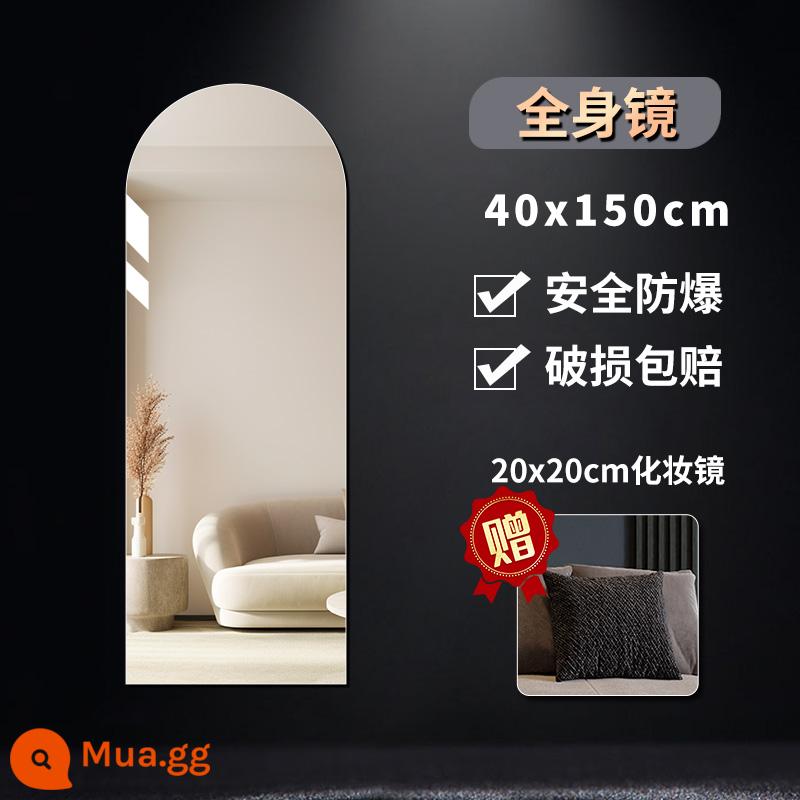 Gương mềm treo tường Gương toàn thân acrylic tự dính độ nét cao tại nhà trang điểm phòng ngủ bé gái Gương dài treo tường - [Gương dài chống cháy nổ] Kiểu vòm 40 * 150 cm [Gương trang điểm 20 * 20 miễn phí]