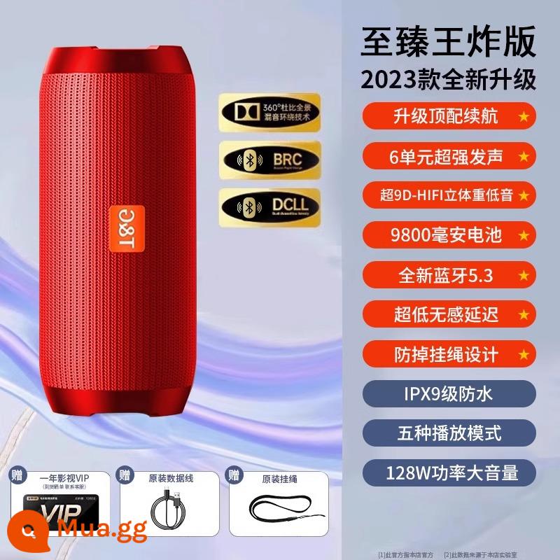 Loa Bluetooth không dây siêu trầm siêu trầm mini âm thanh máy tính gia đình Thẻ cắm chất lượng cao phù hợp cho Sony - China Red ★ Phiên bản hàng đầu Phiên bản King Fried [Âm trầm ba chiều siêu 9D-HIFI Công suất 128W phiên bản cao cấp nhất thời lượng pin 984 giờ]