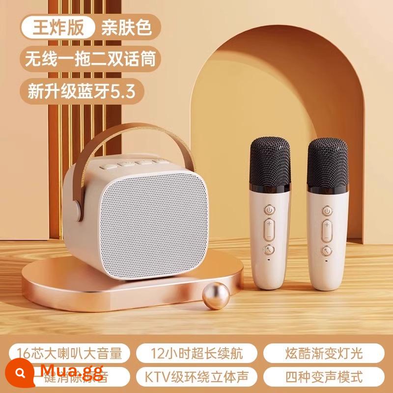 Micro và âm thanh tích hợp micro không dây Bluetooth tại nhà hát karaoke đa năng cho trẻ em gia đình nhỏ ktv di động - Micro đôi màu trắng sô-cô-la [Hợp xướng Karaoke + Mixer Bel Canto + Loa Bluetooth]