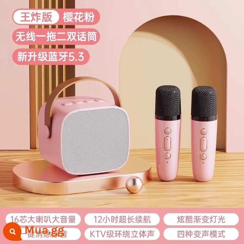 Micro và âm thanh tích hợp micro không dây Bluetooth tại nhà hát karaoke đa năng cho trẻ em gia đình nhỏ ktv di động - Sakura Pink-Shuangmai [Hợp xướng Karaoke + Mixer Bel Canto + Loa Bluetooth]