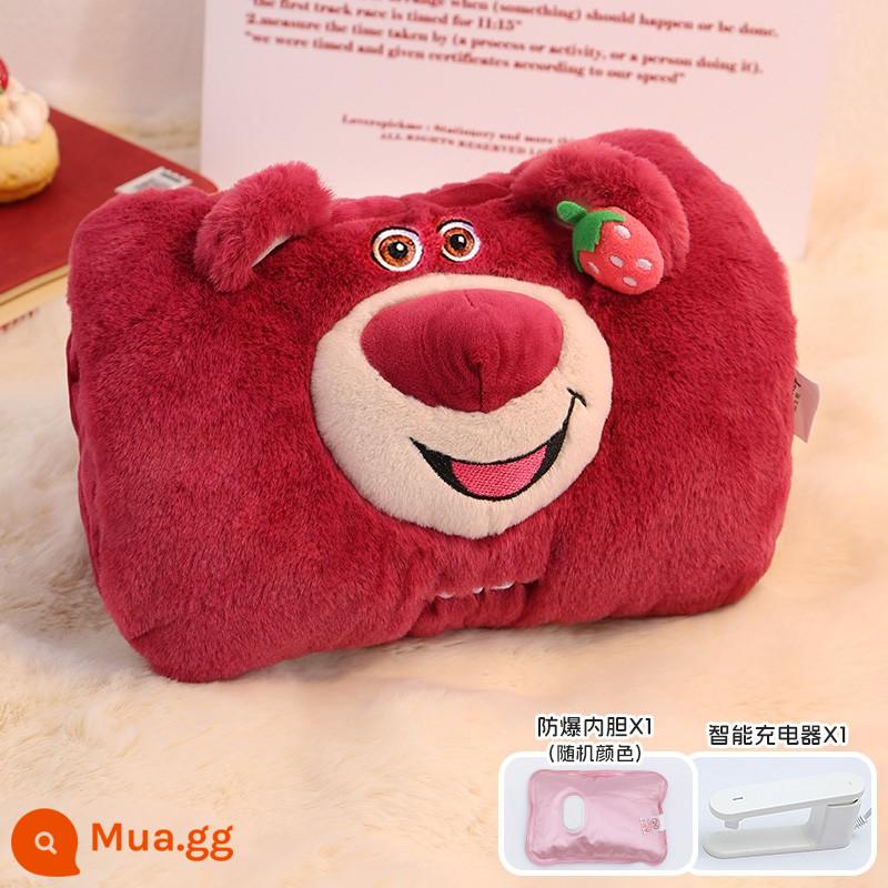 [Suning Select] Disney Strawberry Bear Chai nước nóng có thể sạc lại Chai nước nóng cầm tay cho bé Chai nước ấm tay bằng điện 3127 - Dâu Gấu-Hoa Hồng Cười 3D