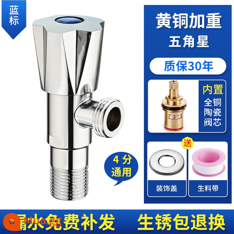 Toàn-đồng van tam giác 4 ​​điểm nóng lạnh van chặn hộ gia đình thép không gỉ 304 nước vệ sinh công tắc đa năng - Kiểu đồng mở rộng ✅ ngôi sao năm cánh [nhãn xanh] 200 gram