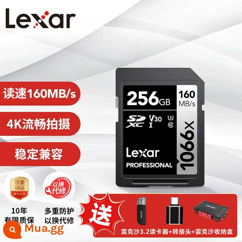 Thẻ nhớ Lexar SD 256G thẻ nhớ V60 tốc độ cao 4K HD Nikon Canon Máy ảnh Sony thẻ nhớ chuyên dụng - 1066X-256G V30 SD USH-1[đọc 160M, ghi 120M]