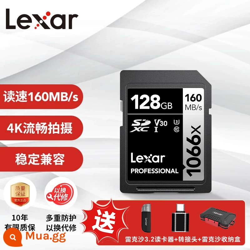 Thẻ nhớ Lexar SD 256G thẻ nhớ V60 tốc độ cao 4K HD Nikon Canon Máy ảnh Sony thẻ nhớ chuyên dụng - 1066X-128G V30 SD USH-1[đọc 160M, ghi 120M]