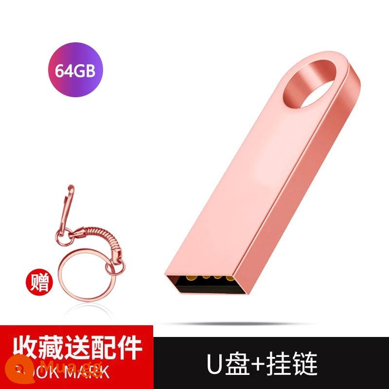 Đĩa U chính hãng 128g dung lượng lớn điện thoại di động và máy tính đa năng 64G xe hơi 32G văn phòng sinh viên lưu trữ Ổ đĩa flash USB chống thấm nước - Vàng hồng 64G + sẵn sàng giao hàng