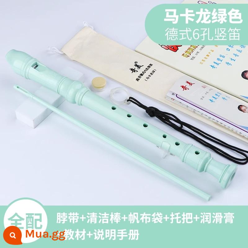 Máy ghi âm Chimei Nhạc cụ sáo 8 lỗ 6 lỗ âm vực cao 8 lỗ 6 lỗ của Đức dành cho học sinh tiểu học, sáo 8 lỗ 6 lỗ dành cho trẻ em mới bắt đầu - Mới [Phong cách Đức] Maca xanh 6 lỗ + túi vải + giấy thông tin