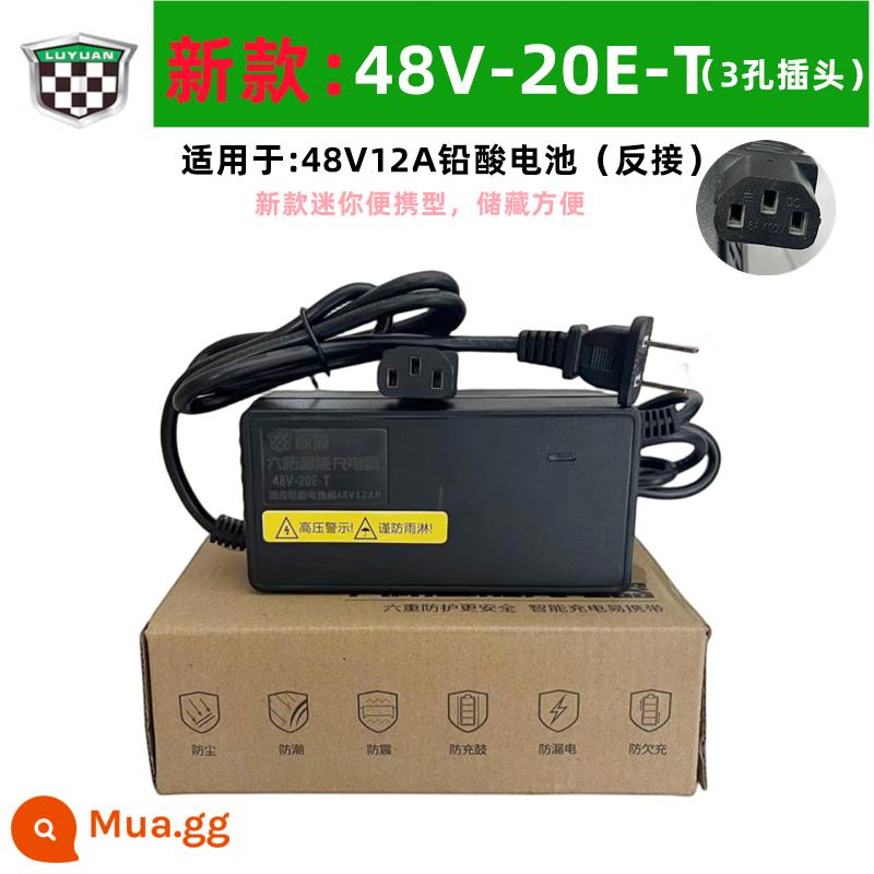 Xe điện Luyuan chính hãng sạc pin axit chì đặc biệt 48V/60V/72V làm mát tự động tóc thẳng - [6 chống mới] 48V-20E-T