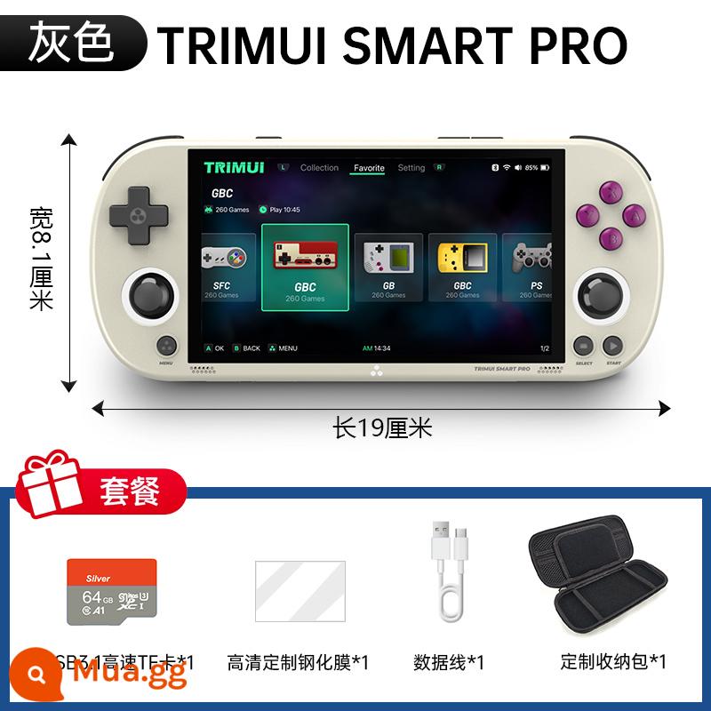 TRIMUI SMART PRO retro bảng điều khiển trò chơi mã nguồn mở bảng điều khiển cầm tay nỗi nhớ tuổi thơ PSP bảng điều khiển trò chơi cầm tay mô phỏng NDS GBA độ phân giải 1280*720 N64 Zhixun Douyin cùng mẫu - Xám丨Thẻ nhớ 8G+64G丨8000+trò chơi+túi lưu trữ miễn phí+phim cường lực+tài nguyên trò chơi