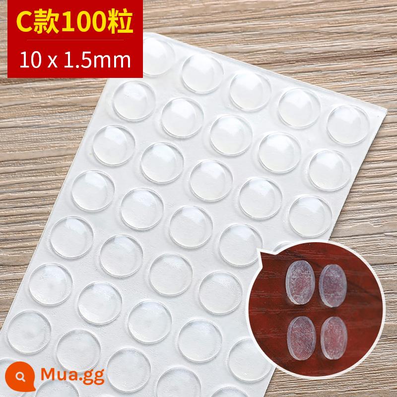 Silicone trong suốt ngăn chặn cửa chống va chạm dán tay nắm cửa cửa tủ đệm chống va chạm phía sau tắt tiếng chống va chạm không đấm cửa chống - Hạt đơn loại C 10 * 1,5mm (tổng cộng 100 hạt)