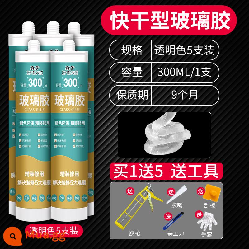 Keo dán kính nhà bếp và phòng tắm keo trong suốt chống thấm nước và chống nấm mốc keo dán nhà vệ sinh sứ trắng cấu trúc móng không chứa chất lỏng keo làm đẹp - [Gói 5] Màu trong suốt chống thấm nước và chống nấm mốc (đi kèm bộ dụng cụ đầy đủ)