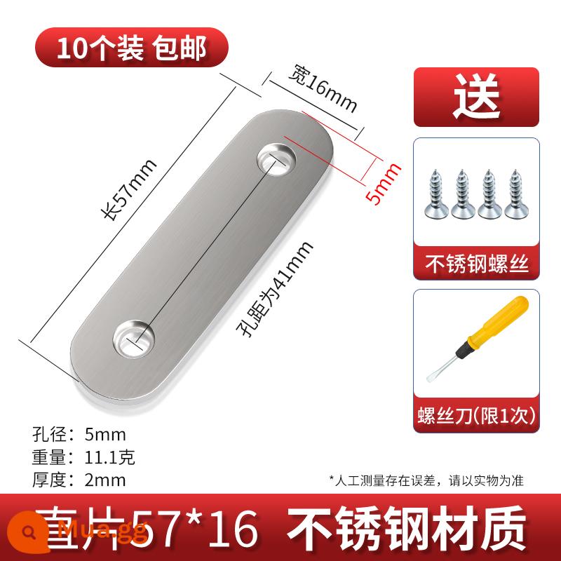 Mã góc inox 90 độ góc phải khóa cố định bàn ghế gỗ tích hợp đầu nối tủ Khung kệ sắt tam giác loại TL - [Loại dày] Mảnh thẳng 57*16 (10 mảnh)