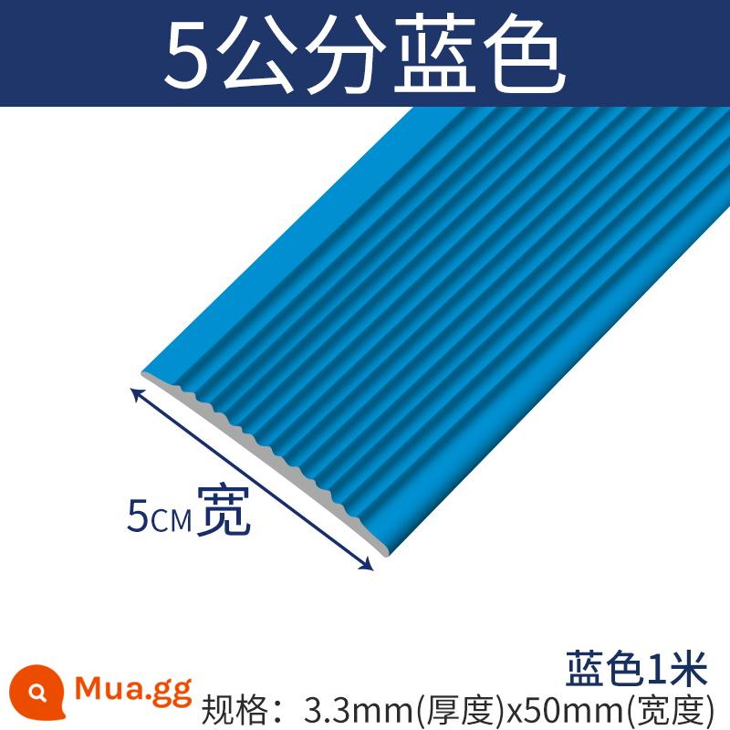 Dải chống trượt cầu thang tự dính mẫu giáo bước bước dán sàn chống trượt dán thảm sàn gạch PVC ngoài trời - Rộng 5cm màu xanh (nhân dân tệ/mét) có keo [độ dày 3,13mm]