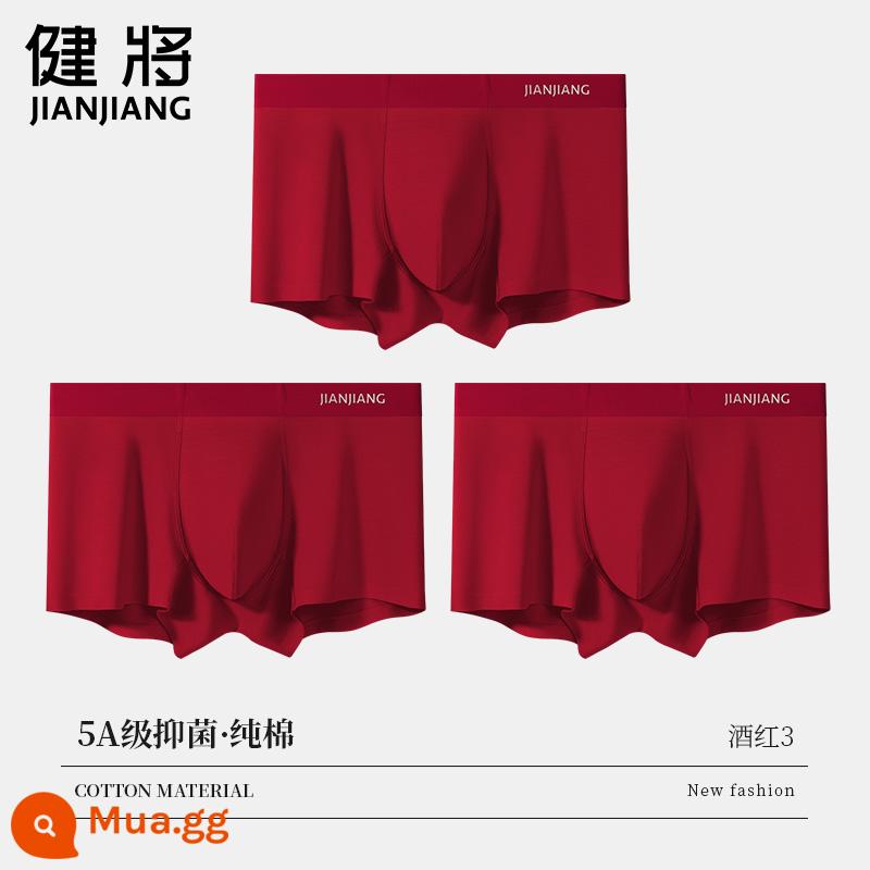 Kiến Giang Quần Lót Nam Quần Lót Boxer Nam Bé Trai Cotton Nguyên Chất Size Lớn Rời Cotton Quần Lót Boxer Nam Nam Thương Hiệu - Mẫu Hongyun JM379 (đỏ tía + đỏ tía + đỏ tía)