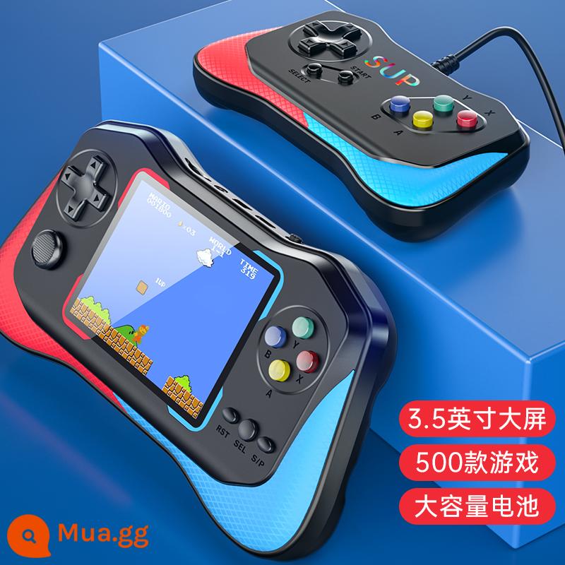 Máy chơi game rocker hoài cổ mới cổ điển cầm tay đơn và đôi cầm tay nhỏ có thể sạc lại Super Mario FC cầm tay - Model đôi màu đỏ và xanh (màn hình 3,5 inch HD 500 trò chơi)