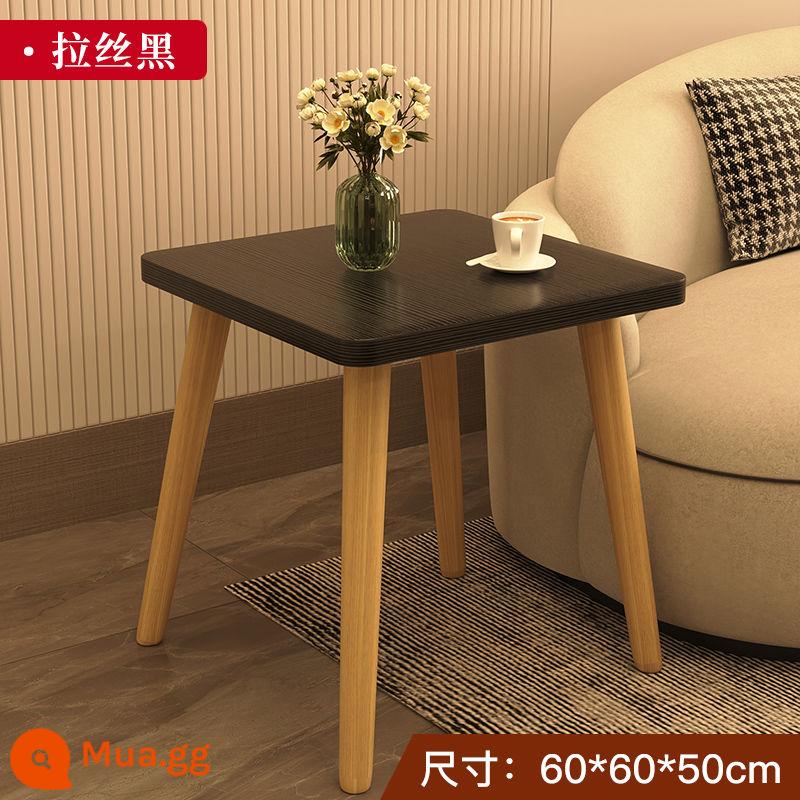 Bàn cà phê bàn ​​nhỏ nhà ban công bàn ánh sáng đơn giản phòng khách sang trọng sofa mini bên tủ gỗ nguyên khối bàn vuông nhỏ - Bàn vuông [chân gỗ nguyên khối] sơn đen 60*60*50