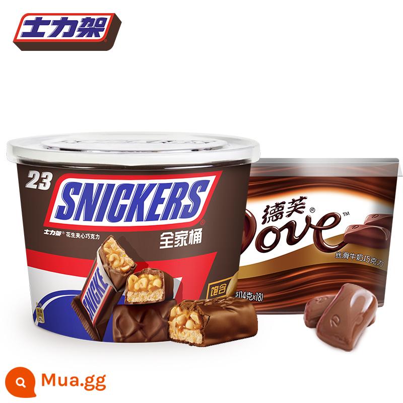 Dove Snickers Đậu Phộng Sandwich Sô Cô La 1000G Số Lượng Lớn Họ Thùng Kẹo Thường Đồ Ăn Nhẹ Sỉ Miễn Phí Vận Chuyển - [Kết hợp] Snickers Tub 460g + Dove Silky 252