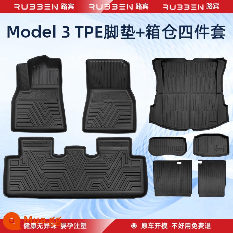 Thích hợp cho các miếng đệm chân đặc biệt của Tesla Model3 được bao quanh hoàn toàn bởi các phụ kiện sửa đổi ô tô tpe của Modely - Thảm trải sàn toàn bộ Model3 + bộ cốp ba mảnh + đệm lưng