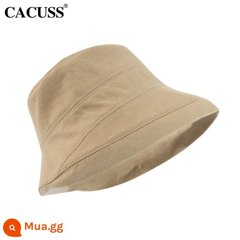 Nón Nữ Mùa Xuân Chống Tia UV Người Cá Nón Hat Mặt Lớn Chu Vi Vòng Đầu Hat Vành Lớn Trơn Nón - Khaki