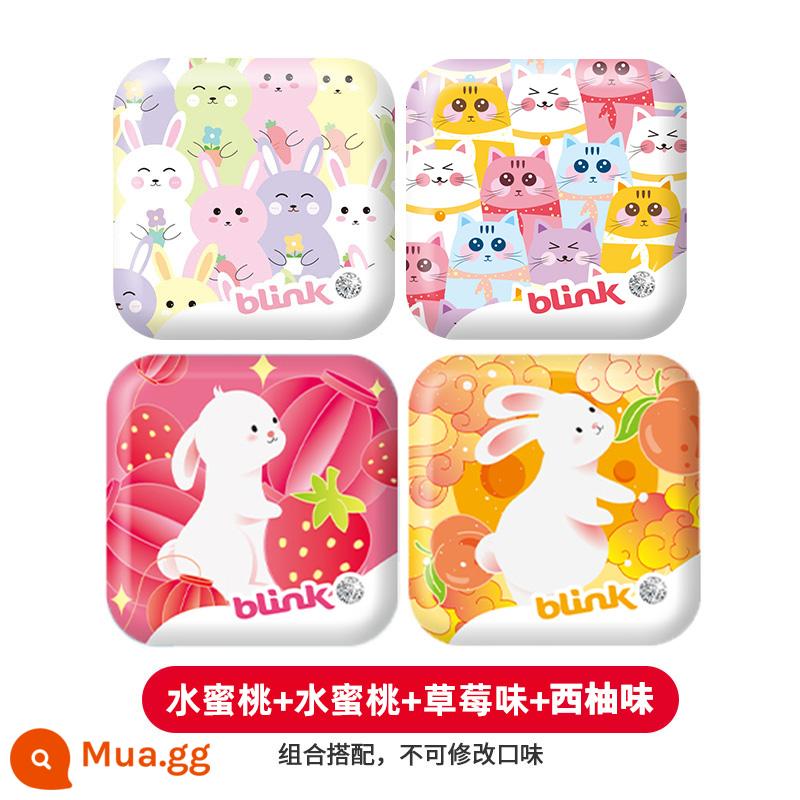 Blink Binglik hơi thở bạc hà không đường hơi thở thơm mát kẹo ngậm không đường tốt cho sức khỏe hôn kẹo ăn nhẹ thông thường - Phiên bản Thỏ Nhỏ: Đào + Đào + Dâu + Bưởi