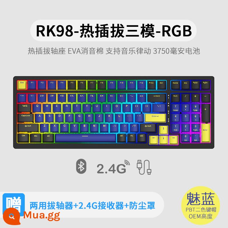 Bàn phím cơ không dây ba chế độ RK98 bluetooth 2.4g chơi game có dây thể thao điện tử RGB bộ tùy chỉnh có thể tráo đổi nóng - Meilan (RGB) ba chế độ có thể tráo đổi nhanh