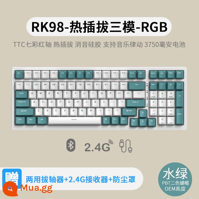 Bàn phím cơ không dây ba chế độ RK98 bluetooth 2.4g chơi game có dây thể thao điện tử RGB bộ tùy chỉnh có thể tráo đổi nóng - Màu xanh nước biển (RGB) có thể tráo đổi nhanh ba chế độ