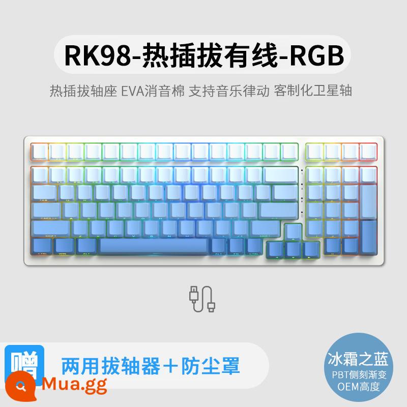 Bàn phím cơ không dây ba chế độ RK98 bluetooth 2.4g chơi game có dây thể thao điện tử RGB bộ tùy chỉnh có thể tráo đổi nóng - Trao đổi nóng có dây Frost Blue (RGB)