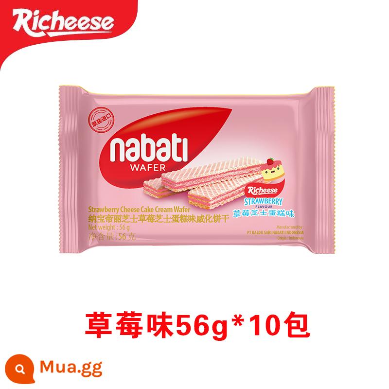 Bánh quy wafer sandwich phô mai Licheese Nabati nhập khẩu Indonesia 56g * 10 túi bán buôn đồ ăn nhẹ nabati - [10 gói] Hương dâu 56g*10 gói