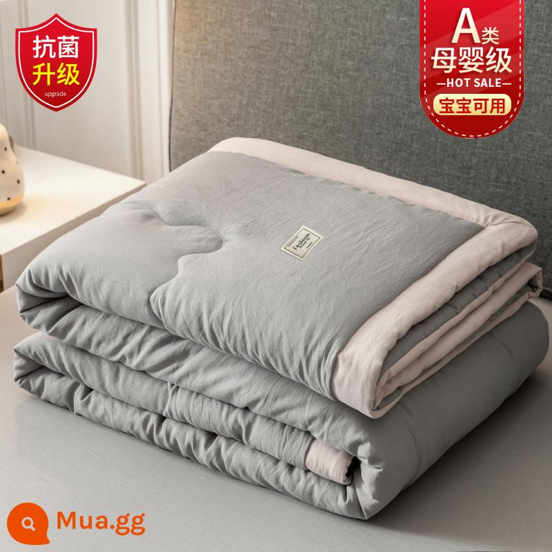 Nanjiren Cotton Mùa Hè Mát Chần Gòn Điều Hòa Không Khí Chần Gòn Sợi Đậu Nành Chần Gòn Ký Túc Xá Sinh Viên Đơn Mỏng Lõi Chăn Bộ 4 Món - Màu xám mạ vàng [Chăn bông mùa hè đã được giặt sạch kháng khuẩn nâng cấp, có thể giặt bằng máy]