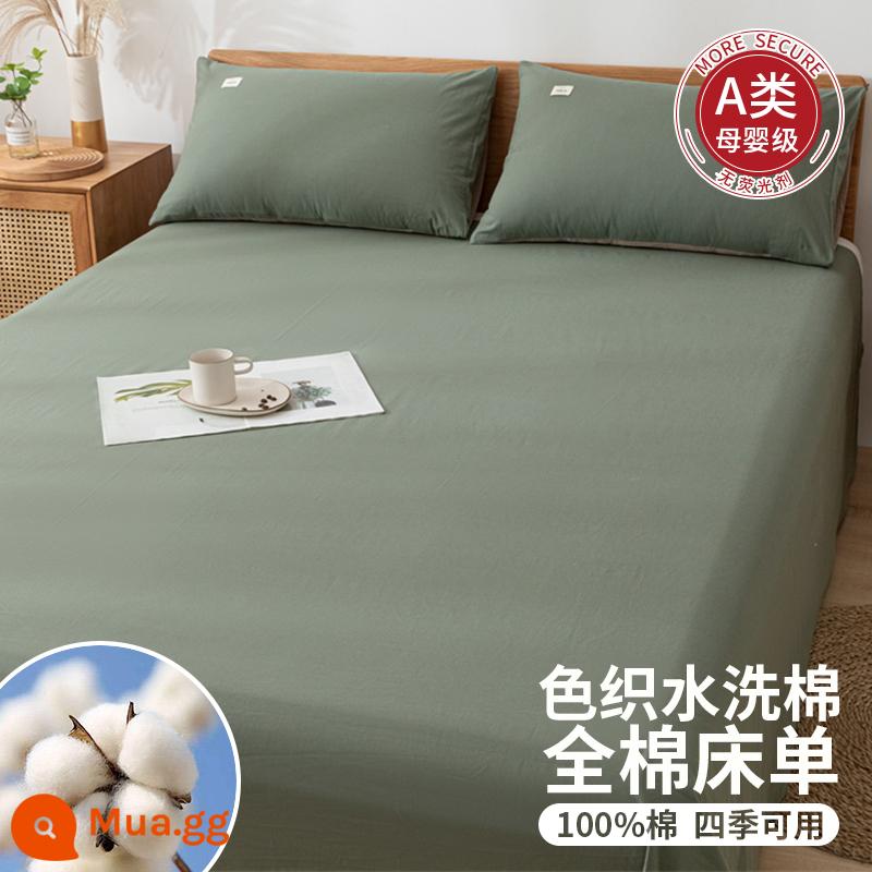 Đơn Giản Hiện Đại Ga Trải Giường Cotton Đã Giặt Một Mảnh Cotton Nguyên Chất 100 Cotton Đơn Ký Túc Xá Mền Vỏ Gối Đơn Bộ Ba Món Đôi 3 - Xanh cổ điển [100% cotton đã giặt cotton, một hàng giả sẽ bị trừng phạt mười]