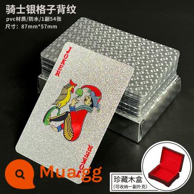 Vàng Poker Thẻ Bay Sáng Tạo Lưới Nhựa Nhựa PVC Đỏ Chống Thấm Nước Có Thể Giặt Thẻ Bay Đồ Chơi Trò Chơi Texas Cắt Hoa - Knight Silver Plaid + Bộ sưu tập hộp gỗ sang trọng