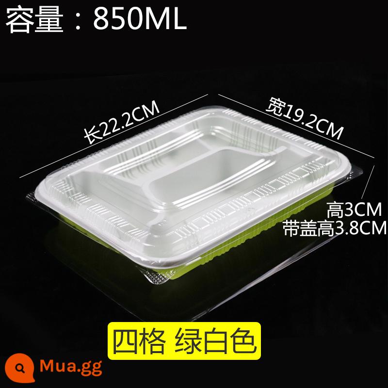 Hộp đồ ăn trưa Bữa ăn trưa, 3 -Square -Meal Hộp Hộp ăn trưa Hộp ba người - Bốn ngăn có nắp 4,5g, một nghìn bộ, xanh và trắng