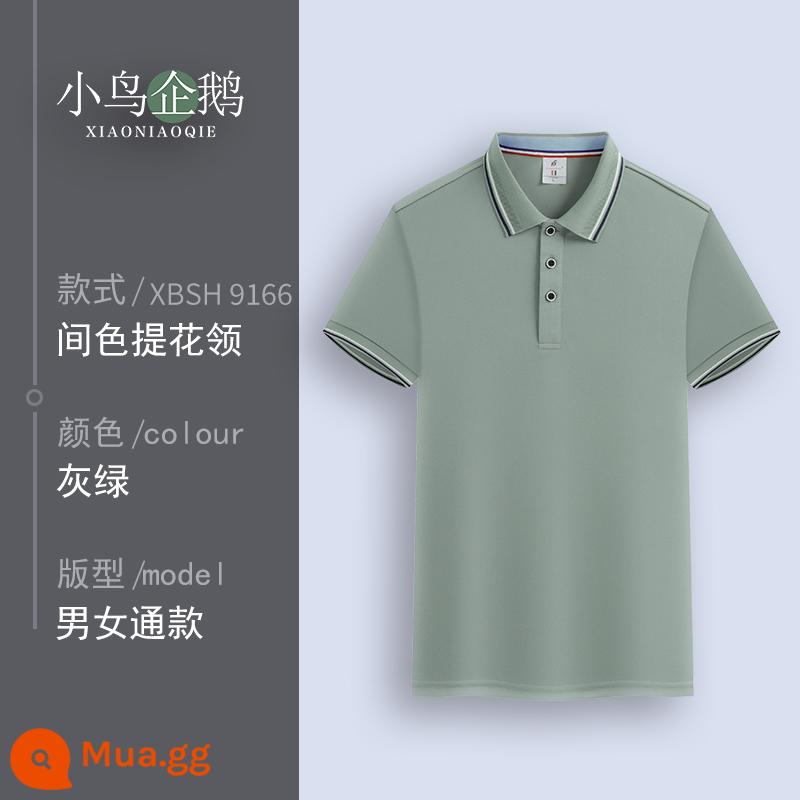 Quần áo làm việc tùy chỉnh T-shirt quần áo làm việc tùy chỉnh-thực hiện đội mùa hè cotton văn hóa quảng cáo áo POLO ngắn tay in LOGO - B màu xám xanh