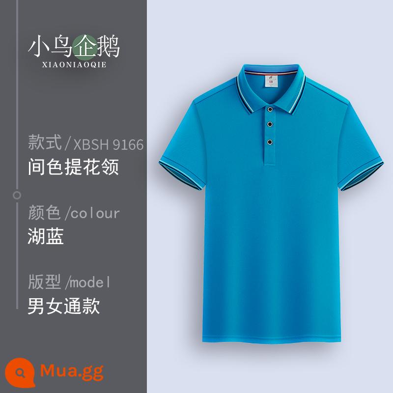 Quần áo làm việc tùy chỉnh T-shirt quần áo làm việc tùy chỉnh-thực hiện đội mùa hè cotton văn hóa quảng cáo áo POLO ngắn tay in LOGO - Hồ B màu xanh