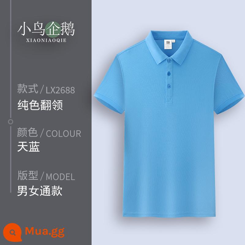 Quần áo làm việc tùy chỉnh T-shirt quần áo làm việc tùy chỉnh-thực hiện đội mùa hè cotton văn hóa quảng cáo áo POLO ngắn tay in LOGO - G màu xanh da trời