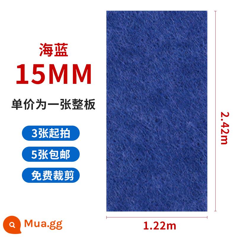 Tấm hấp thụ âm thanh bằng sợi polyester 15MM Tấm cách âm KTV Tấm tường dày đặc biệt Bông hấp thụ âm thanh Tường hấp thụ âm thanh chống va chạm - [Xanh biển] Siêu dày và mật độ cao 15mm, toàn bộ bảng có kích thước 1,22 * 2,42 mét