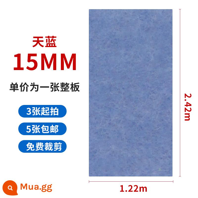 Tấm hấp thụ âm thanh bằng sợi polyester 15MM Tấm cách âm KTV Tấm tường dày đặc biệt Bông hấp thụ âm thanh Tường hấp thụ âm thanh chống va chạm - [Sky Blue] Siêu dày và mật độ cao 15mm, toàn bộ bảng có kích thước 1,22 * 2,42 mét