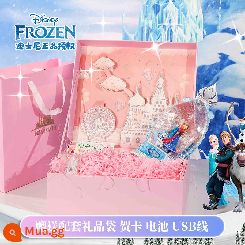 Giáng Sinh Hộp Nhạc Công Chúa Aisha Frozen Quả Cầu Pha Lê Bé Gái Aisha Cô Bé Hộp Nhạc Quà Tặng Sinh Nhật - Hộp quà Lâu đài hồng "Vương miện" của Elsa