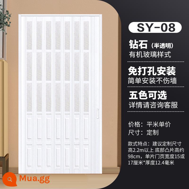 Cửa gấp PVC mở khí tùy chỉnh ban công trong nhà không đục lỗ cửa tạm thời đơn giản mở bếp cửa trượt - Không cần khoan lỗ-08 (không độc hại và không mùi + sẵn sàng lắp đặt)