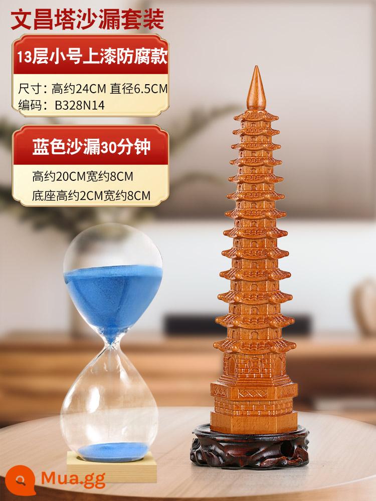 Tao Mu Wenchang Tower Swing Paper Pen Towers - Bộ đồng hồ cát Tháp Văn Xương—Tầng 13, Đế gỗ nguyên khối miễn phí