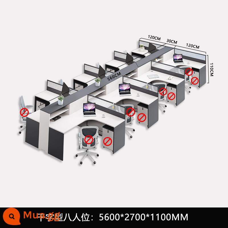 Đọc Bàn nhân viên và Ghế Kết hợp Chủ tịch Nhân viên màn hình hiện đại đơn giản Bốn người ngồi đôi bàn ăn văn phòng - Thân loại 8 người