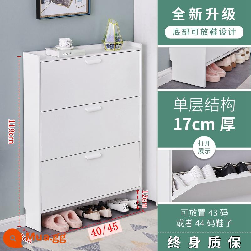 Tủ giày siêu mỏng 17cm cửa gia đình tiết kiệm đơn giản hiện đại tủ đựng đồ hẹp dung tích lớn thùng lật giá để giày nhỏ - Chiều dài 40/45 Độ dày 17 Chiều cao 118